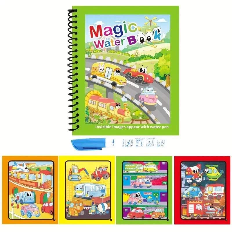 Childrens Water Painting Colouring Reusable Book 18.5cmx15cm with a Magic pen - Image 1 of 1