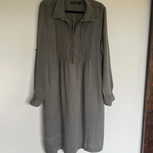 Trent Resort Khaki Tencel Dress Pintuck Front SZ 18 Soft French Country Soft - Picture 1 of 11