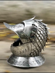 Elmetto Drago Medievale Acciaio Cavaliere Fantasia Cosplay Guerriero Larp Armatura SAC Regalo - Foto 1 di 8