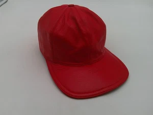 Pollini Hat Cap Strap Back Red Leather Baseball Made In Italy Mens Luxury - Picture 1 of 10