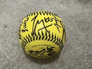 2025 SAVANNAH BANANAS TEAM SIGNED BANANA BALL BASEBALL COA COLE RAC OLSON 25 SIG - Picture 1 of 8
