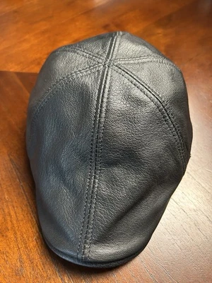 VOBOOM Black Leather Cap 100% genuine leather size 7 1/2 ( 60cm) - Image 1 of 4