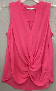 Lush Top Womens Small V Neck Sleeveless Blouse Pink Pullover Solid - Picture 1 of 8