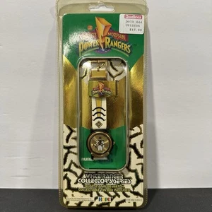 Reloj de cuarzo Tommy blanco vintage Mighty Morphin Power Rangers 1994 estuche de hojalata NUEVO - Imagen 1 de 8