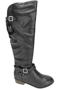 Material Girl Women's Capri Wide Calf Riding Boots Black Size 6 M - Picture 1 of 5