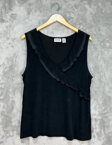 Camiseta sin mangas Chicos Travelers Chico's 3 para mujer M negra con volantes ajustados elástica - Imagen 1 de 6