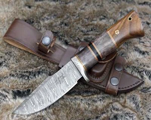 CUSTOM HANDMADE FORGED DAMAST STEEL HUNTING CAMP SURVIVAL KNIFE + SHEATH - Bild 1 von 5