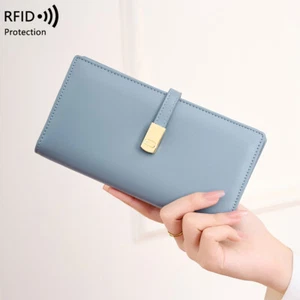Elegante leichte lange Hand Geldbörse RFID Geldklammer Kartenetui Pu Leder Damen - Bild 1 von 25