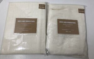 2 West Elm Sheer Linen Curtains 48x84 Ivory  1 Panel Packages