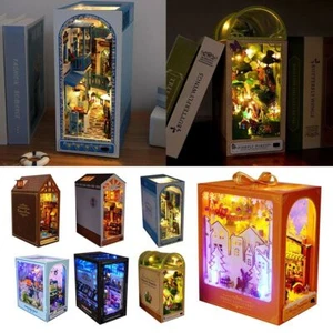 Wooden DIY Book Nook Kit LED Light Bookend Building Kits Kids Gift - Picture 1 of 19