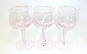 3 Sasaki Lead Crystal Pink Stemmed Wine Goblets Glasses Japan - Picture 1 of 1
