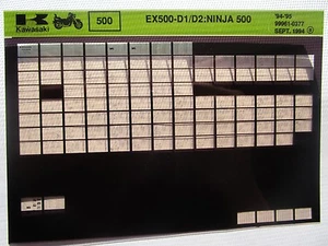 Kawasaki EX500 D1 D2 Ninja 500 Parts Microfiche 1994-95 99961-0377 - Picture 1 of 2