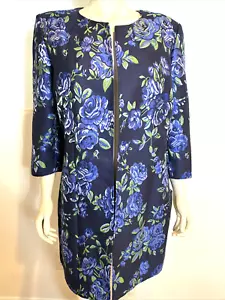 NWT Preston & York Navy Floral Lined 3/4 Sleeve Jacket Size 16 - Picture 1 of 6
