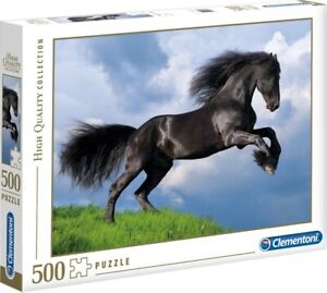 New CLEMENTONI Jigsaw Puzzle Game 500 Pieces High Quality "Fresian Black Horse"