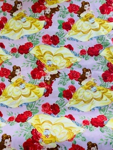Cotton Fabric Disney Princess Belle Rose Beauty & the Beast sold by 1/2 yard  - Picture 1 of 4