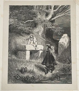 GUSTAVE DORÉ - FAIRY TALES BY PERRAULT Wood Engraving, 1862 - DONKEY SKIN (2) - Imagen 1 de 5