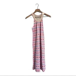 Maxi Vestido de Encaje Crochet Estampado Azteca AphOrism Nuevo sin Etiquetas - Imagen 1 de 9