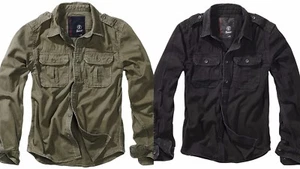 Brandit Camisa Hombre Militar Vintage Camisa Manga Larga Encima Sizes - Imagen 1 de 22