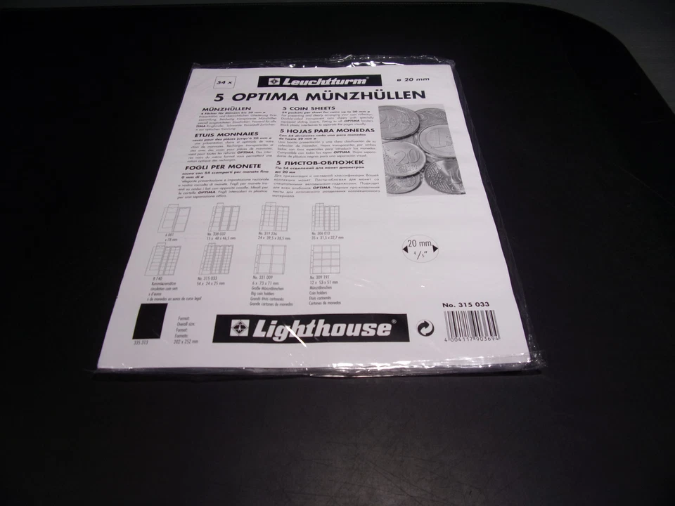 Leuchtturm Optima 5 Münzhüllen Münzblätter Euro für 5 KMS (308740)