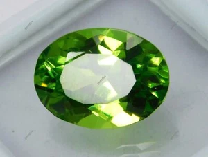 AAA+ Pietra Preziosa Sciolta Verde PERIDOTO Naturale Forma Ovale 8,70 CARATI CERTIFICATA - Foto 1 di 5
