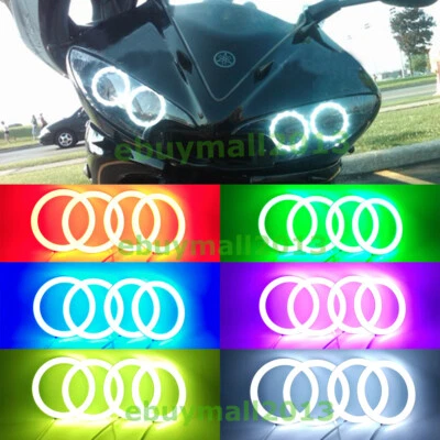 BT App Cotton RGB Halo Ring for Yamaha YZF R6 R6S 2010 Demon Angel Eye Falsh DRL - Image 1 of 4