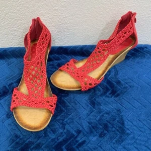 ❤Z01- PATRIZIA by SPRING STEP Woven Zip Back Sandals coral color - Picture 1 of 8