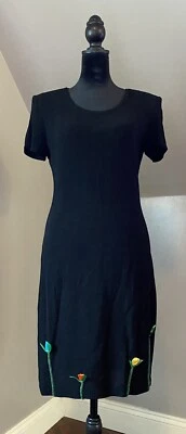 Vestido Joseph Ribkoff Funda Negro Flores Manga Gorra Talla 6 Foto 1 de 4