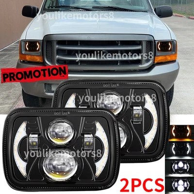 2PCS 130W 7x6" 5x7" LED Headlights HI-Lo DRL fit Ford E-350 Super Duty 1999-2017 Foto 1 de 4