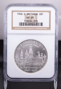 Certified 1996-D Silver $1 NGC MS69 Smithsonian - Picture 1 of 4