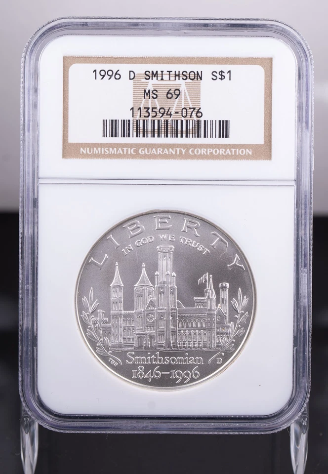 Certified 1996-D Silver $1 NGC MS69 Smithsonian - Image 1 of 4