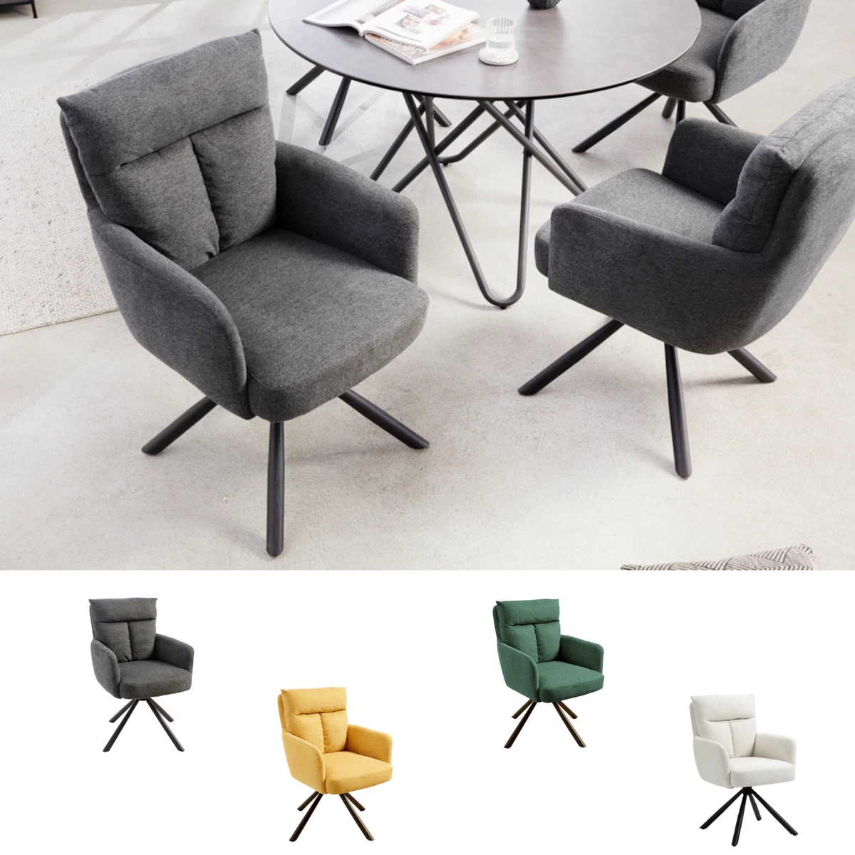 OLIXIS Esszimmerstühle 8er Set – Mid Century Design Mit Holzbeinen & PU-Leder, Weiß