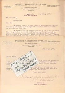 1907 FARMER CITY ILLINOIS, CHICAGO JU GARVER SAMUEL Federal Automobile Co - Picture 1 of 1