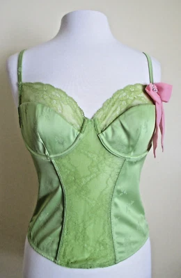 BUSTIERE Y TANGA VINTAGE NUEVO SIN ETIQUETAS RARO VICTORIA'S SECRET ~ VERDE Y ROSA TALLA 36C Foto 1 de 4