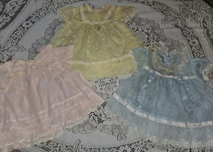 Vintage Baby Clothes Sheer Lace Dresses - Picture 1 of 10