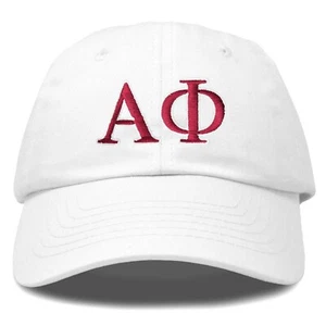 Alpha Phi Sorority Hat Womens Greek Letters Embroidered Baseball Cap White - Picture 1 of 6