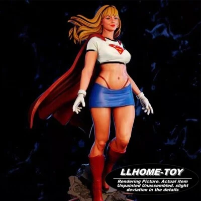 HOT Supergirl Super Man Resin Model Kit Unpainted 3d Print Statue Figure - Image 1 of 4