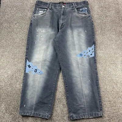 Pantalones de mezclilla vintage Y2k New Orleans Hornets para hombre 40x30 UNK NBA baloncesto anchos holgados Foto 1 de 4