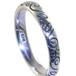 BALI_ ELEGANT ENGRAVED SCROLL STACK RING SZ 7___925 Sterling Silver - Picture 1 of 9