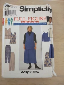 Simplicity 7863 Women's Full Figure Vest Skirt Pants Pattern Sz 18W-24W UNCUT - Picture 1 of 2