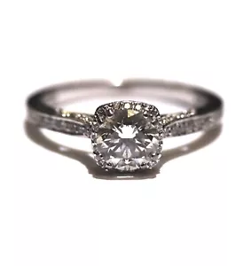 GIA J VS2 Tacori 18k Weißgold 1,14ct runder Diamant Halo Verlobungsring Bandring - Bild 1 von 10
