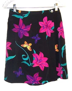  Tres Paquette Black Floral Print Wide Leg Culottes Skort Skirt Sz S  - Picture 1 of 3