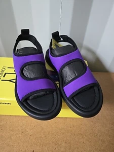 Sandalias Fly London para mujer viola y tela negra planas Reino Unido 4/EUR 37 nuevas con caja - Imagen 1 de 14