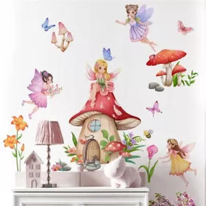Wall Sticker Butterfly Decal Cartoon Fairy Girl Removable Vinyl Mural Art Decor - Picture 1 of 7