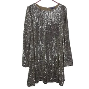 Vylette Women's Silver All Over Sequin Mini Party Dress Size M Missing Belt NYE - Picture 1 of 9