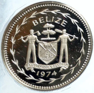 1974 BELIZE Avifauna Scarlet Macaw BIRD Old VINTAGE Proof Silver $1 Coin i103967 - Picture 1 of 3