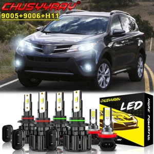 For Toyota RAV4 2013 2014 2015 LED Headlights High Low Beam + Fog Light Bulbs - Picture 1 of 9