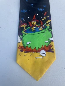 VTG NovelTies Hallmark Cards MMG Halloween Tie Witches Brew Witch Coven Bats USA - Picture 1 of 10