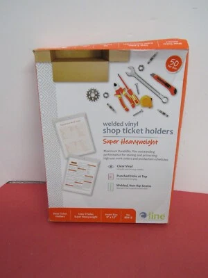 Caja de 50 porta boletos de tienda de vinilo transparente C-Line 80912 con tapa perforada Foto 1 de 4