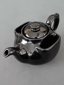 Mid-century Hall pottery black T-Ball teapot - Picture 1 of 12