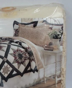 Vintage Crochet Doily Lace Beige Rosettes Pillow Sham Scalloped Edge Standard - Bild 1 von 6
